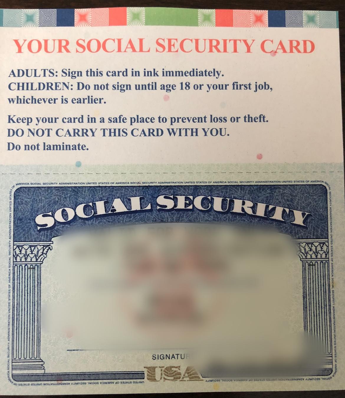 SSN（社会保障番号）カード
